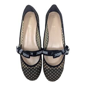 Christian Dior Miss J'Adior Resille Ribbon Mesh Lace Ballet Flat Mary Jane 38.5